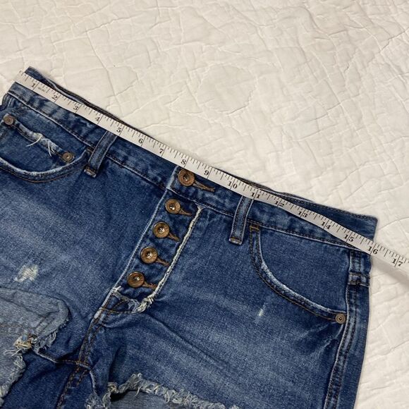 Free People Blue Jean Shorts Distressed Cut-Off size 25 - Picture 6 of 8